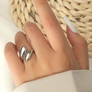NEW Millie Silver Plated Modernist Smooth Ring OS Adjustable One Size